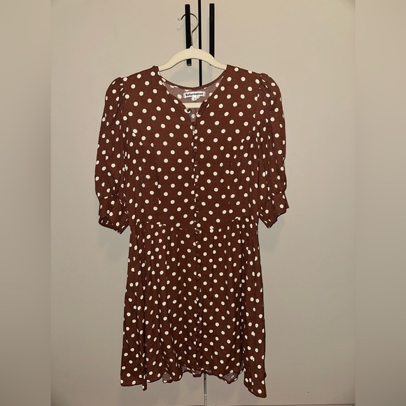 REFORMATION Laylin Polka Dot Brown Milk Chocolate Minidress Size 8 - Picture 8 of 10